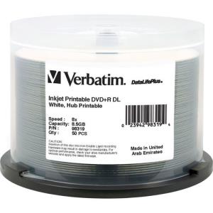 98319 VERBATIM DVD+R DL 8.5GB 8X INKJET PRINTABLE 50PK