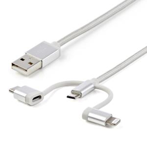 LTCUB1MGR STARTECH.COM 1m Lightning USB-C Micro-B to USB Cable