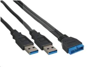 33447I INLINE INC USB 3.0 Adapterkabel - 2x Stecker A auf Pfostenanschluss 19polig. - 0,40m