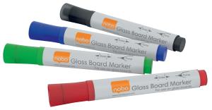 1905324 NOBO 1905324 Glass Whiteboard Marker pens pack of 4