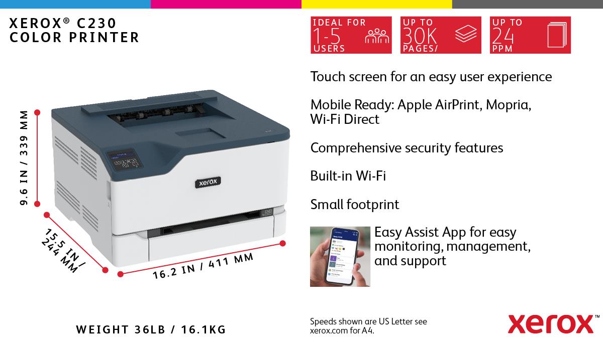 C230V_DNIUK - Printer - colour - Duplex - laser - A4/Letter - 600 x 600 dpi - up to 22 ppm (mono) / up to 22 ppm (colour) - capacity: 250 sheets - USB 2.0, LAN, Wi-Fi(n) - Green World Alliance return programme thumbnail