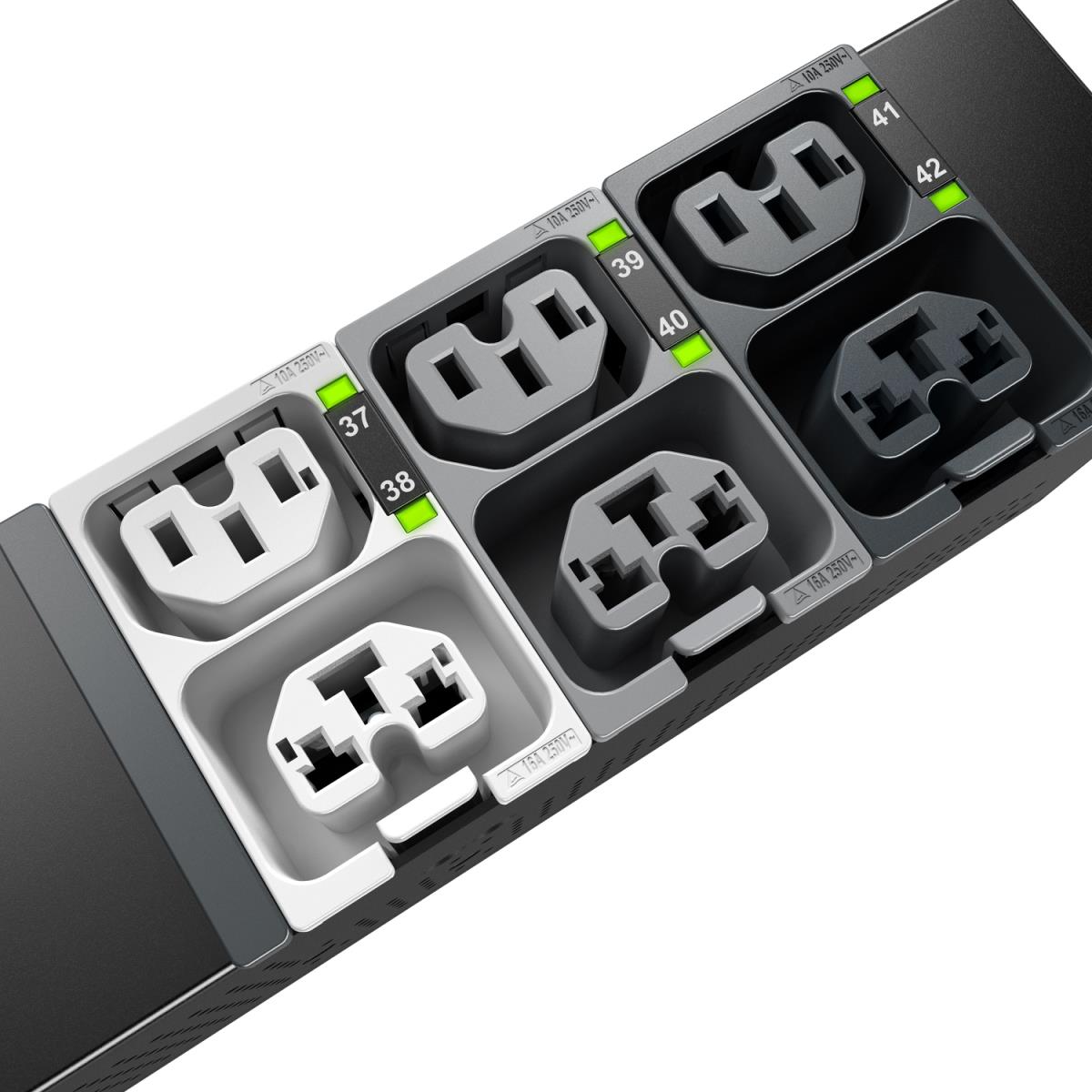 NetShelter Rack PDU Advanced - Power distribution unit (rack-mountable) - switched metered outlet - AC 415 V - 34.6 kW - 34600 VA - 3-phase - Ethernet 10/100/1000 - input: IEC 60309 560P6 - output connectors: 42 (21 x IEC 60320 C13/C15, 21 x IEC 60320 C13 thumbnail