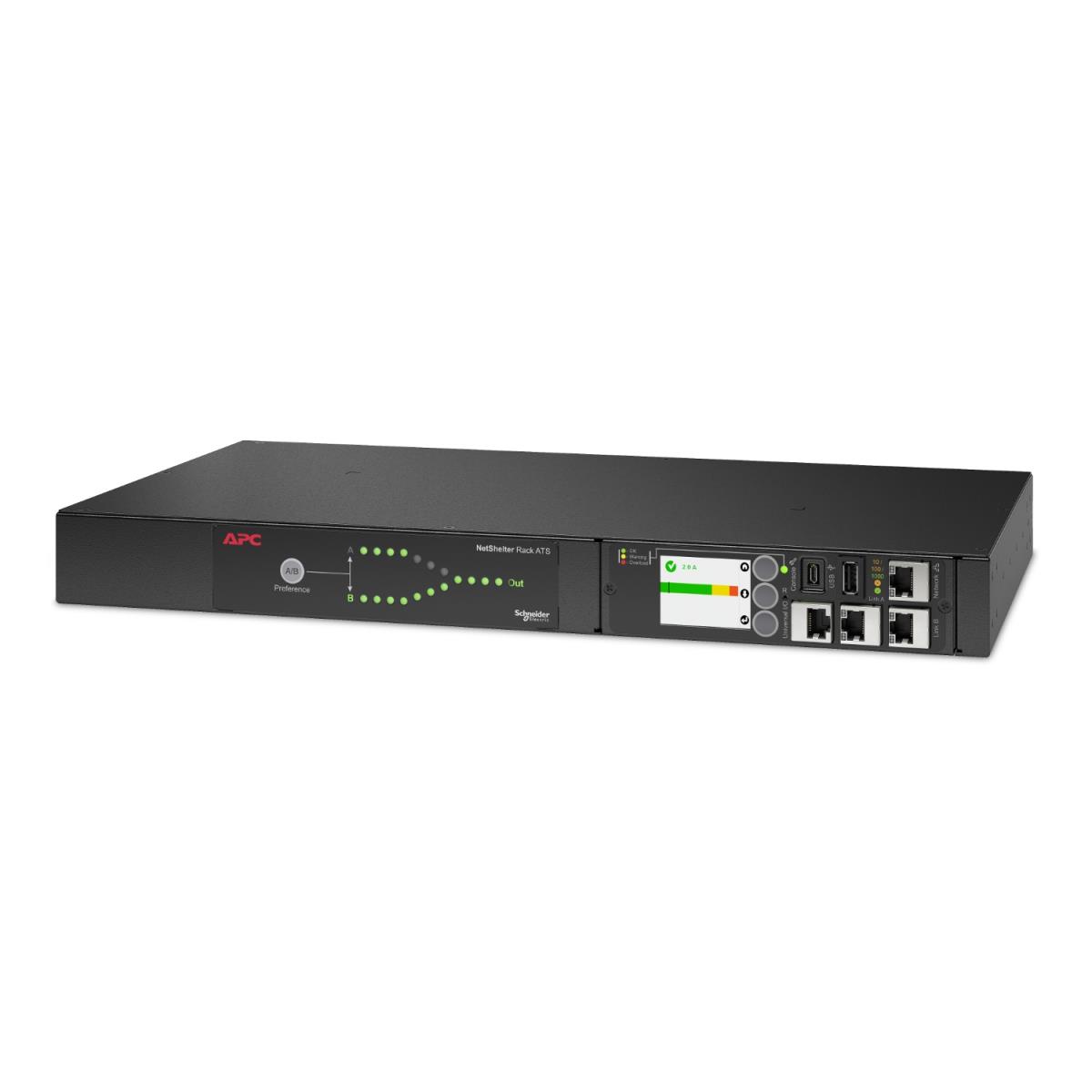 Netshelter Rack Automatic Transfer Switch AP4450A - Redundant switch (rack-mountable) - AC 100/120 V - 1440 VA - 1-phase - Ethernet 10/100/1000, USB - output connectors: 10 - 1U - 2.43 m cord - black thumbnail