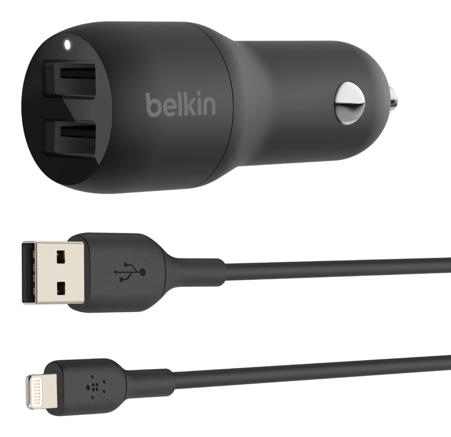 USBA CAR CHRG USBA TO LIGHTNING BLK thumbnail