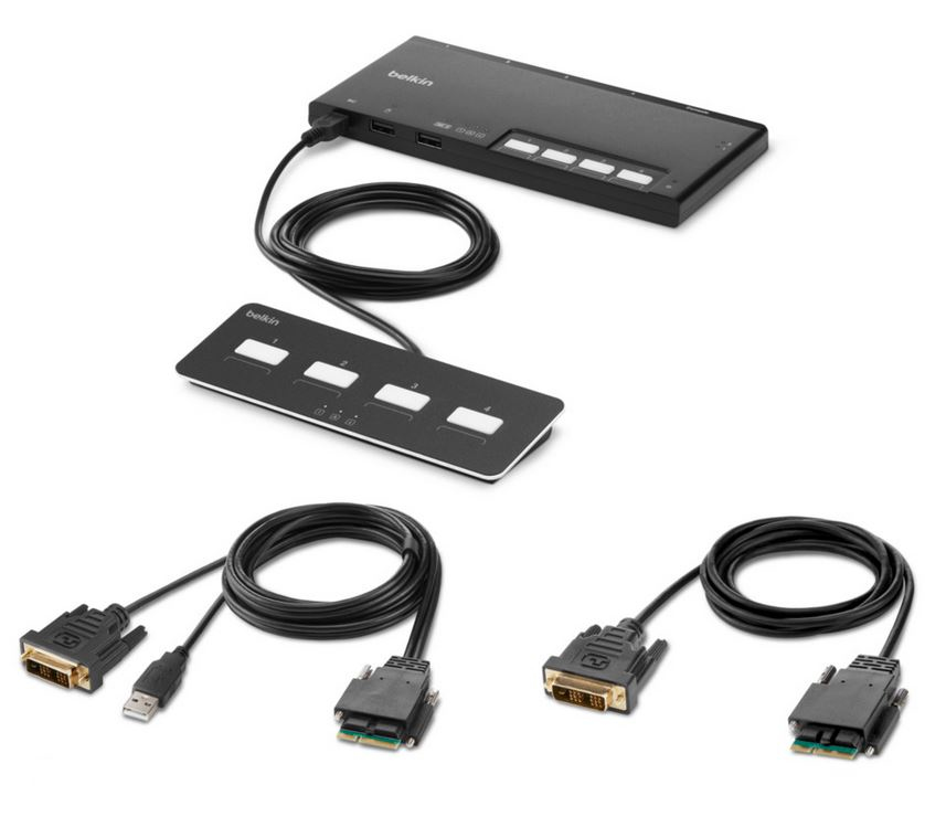 4-Port Single Head DVI Modular Secure KVM Switch PP4.0 W/Remote - cables incl. thumbnail