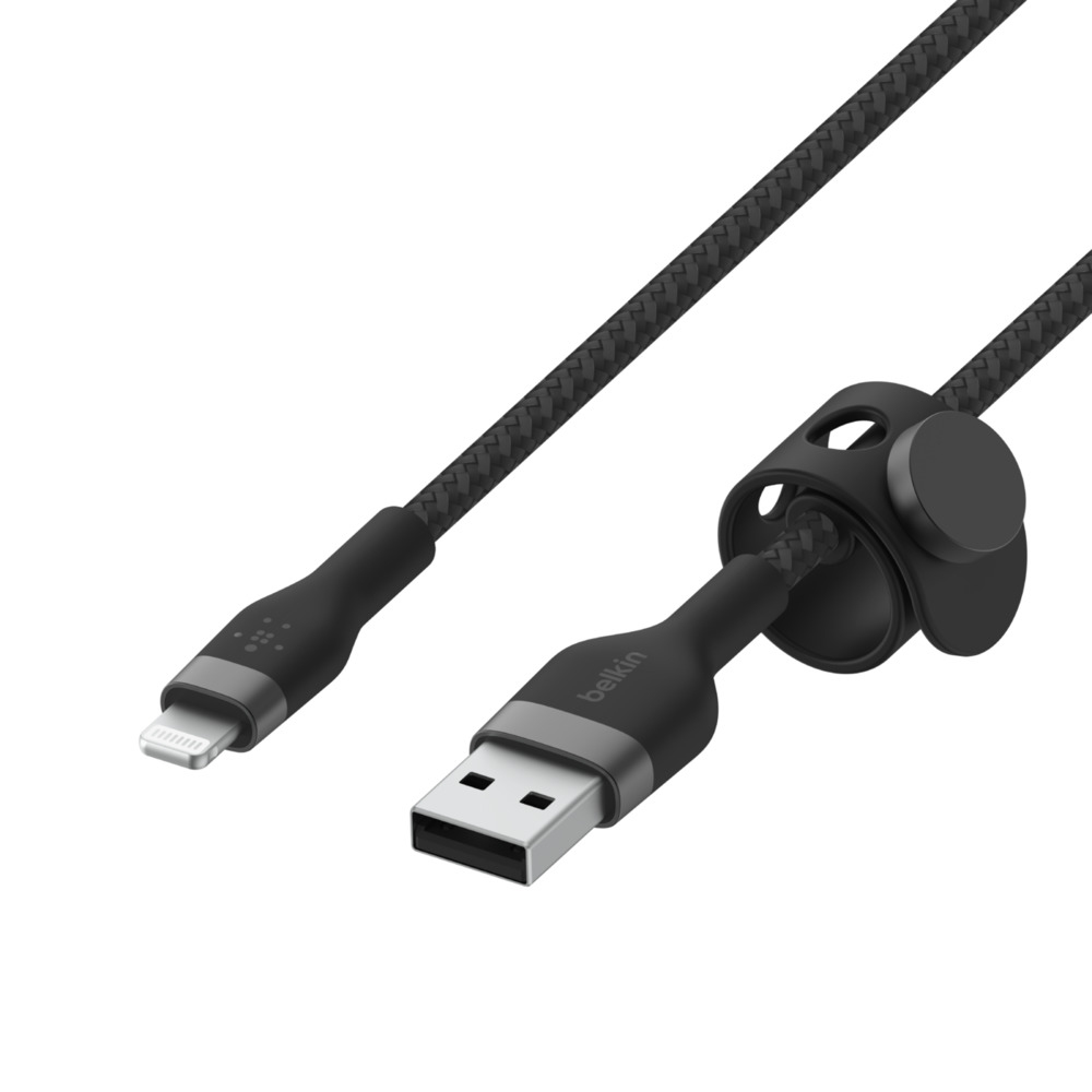 USB-A TO LTG BRAIDED SILICON 1M BLK thumbnail