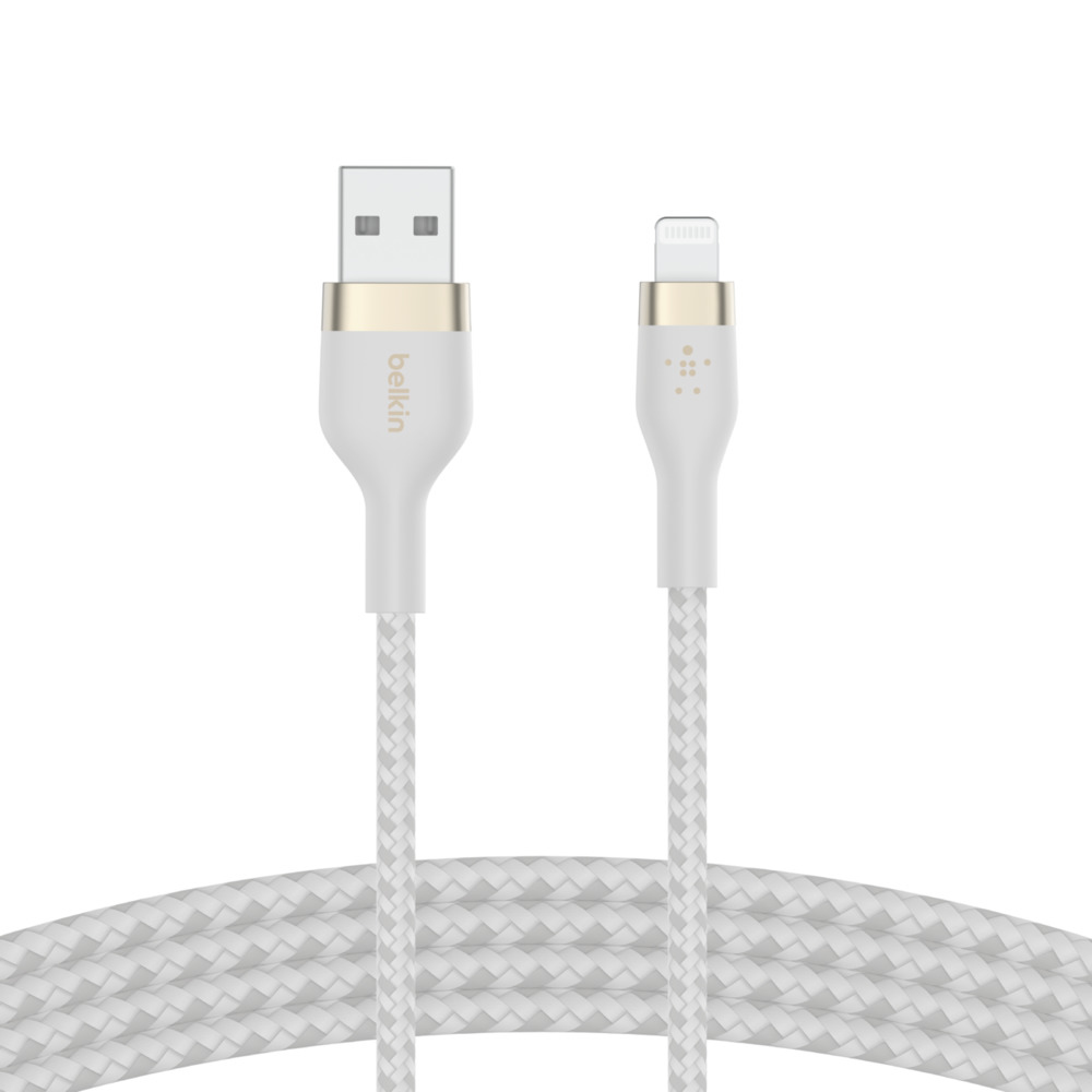 USB-A TO LTG BRAIDED SILICON 1M WHT thumbnail