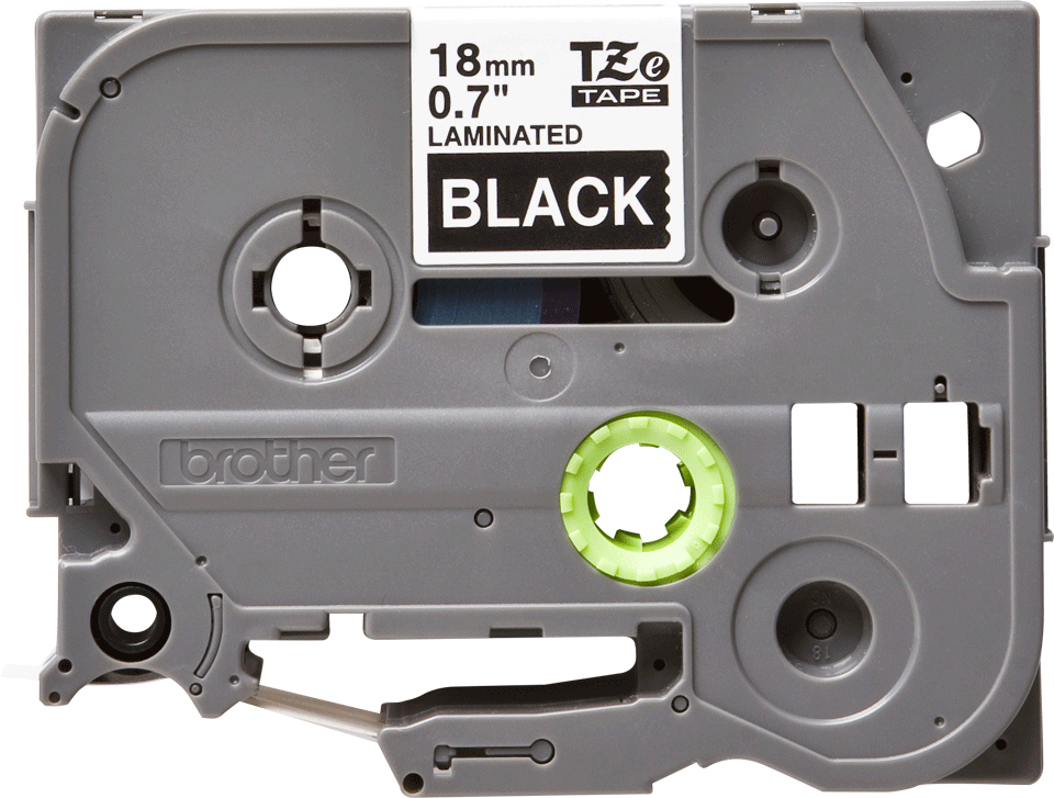 BRO 18MM GLOSS WHITE ON BLACK TAPE thumbnail