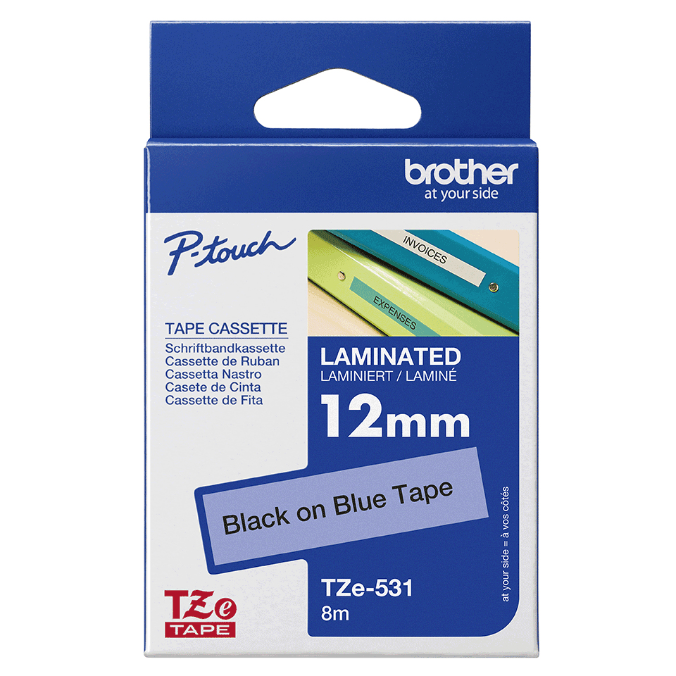 BRO 12MM GLOSS TZ BLACK ON BLUE TAPE thumbnail