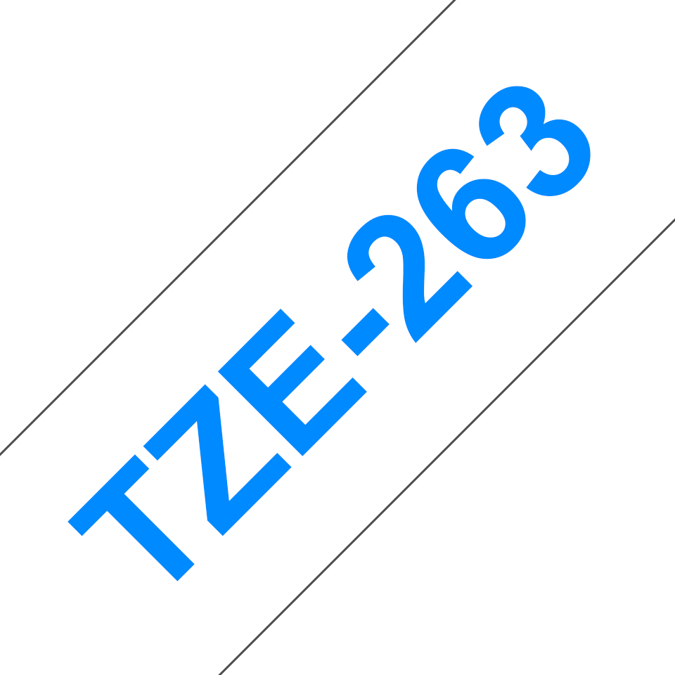 TZE263 Blue on White 8M x 36mm Gloss Tape thumbnail