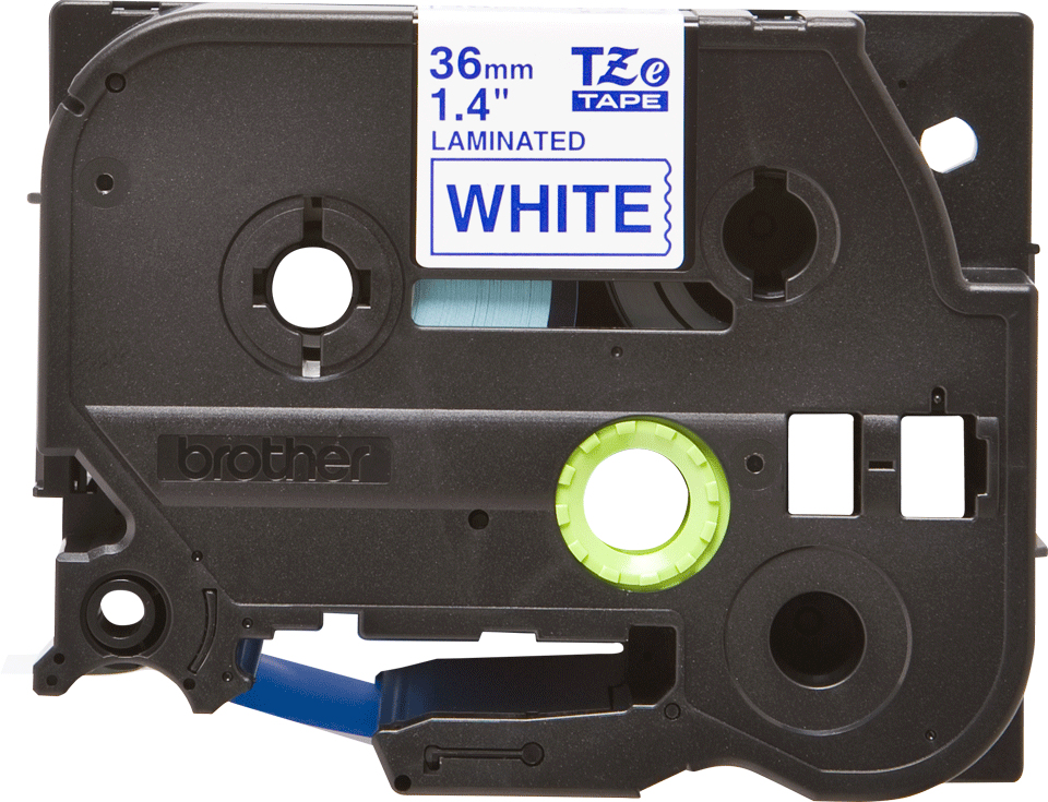 TZE263 Blue on White 8M x 36mm Gloss Tape thumbnail