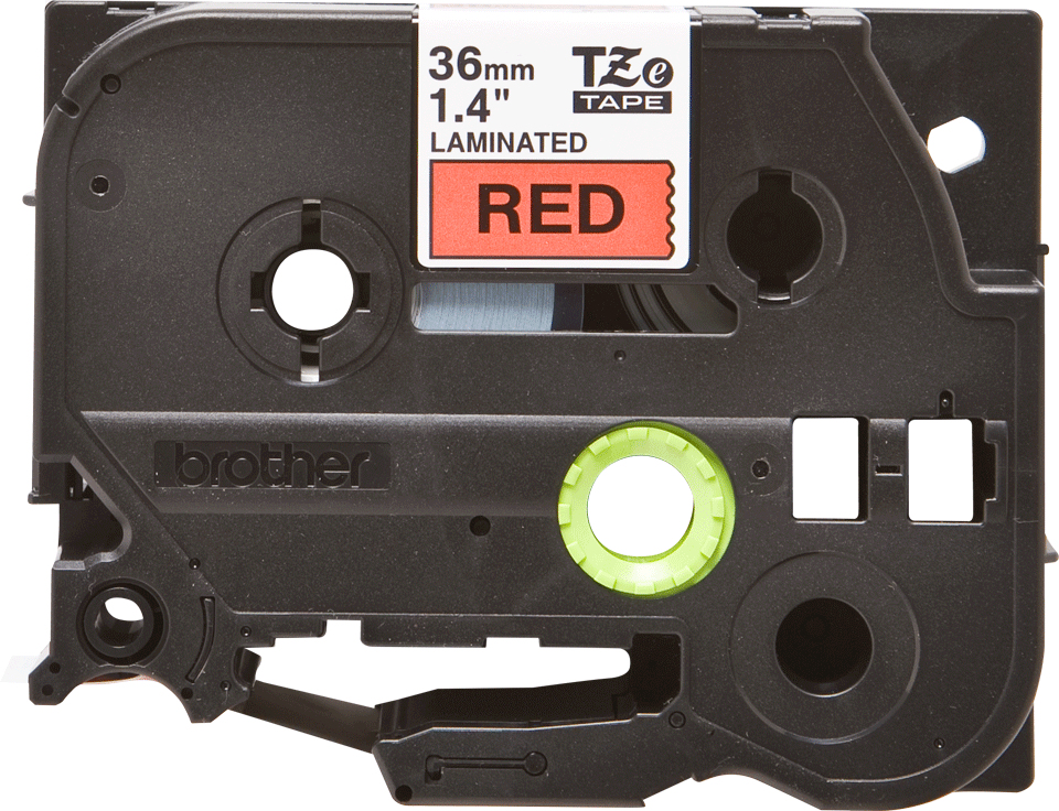 TZE461 Black on Red 8M x 36mm Gloss Tape thumbnail