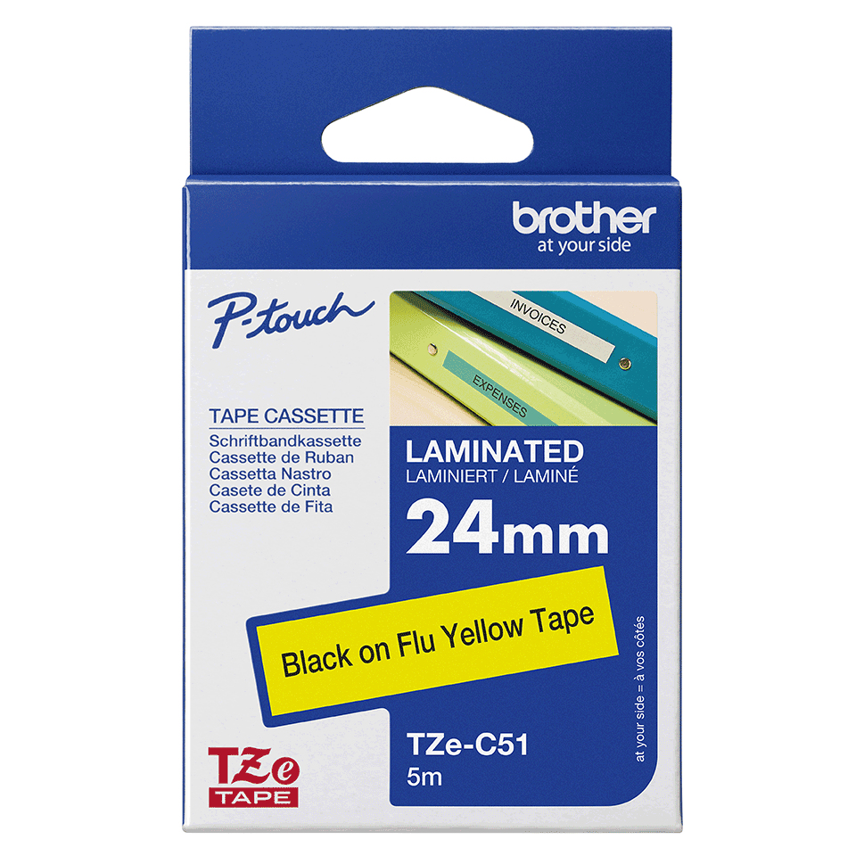TZEC51 Black on Yellow 5M x 24mm Fluorescent Tape thumbnail