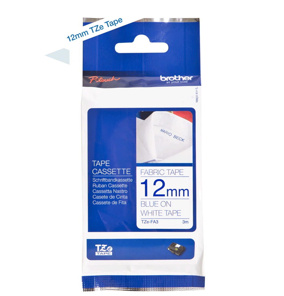 BRO 12MM FABRIC TAPE BLUE ON WHITE thumbnail