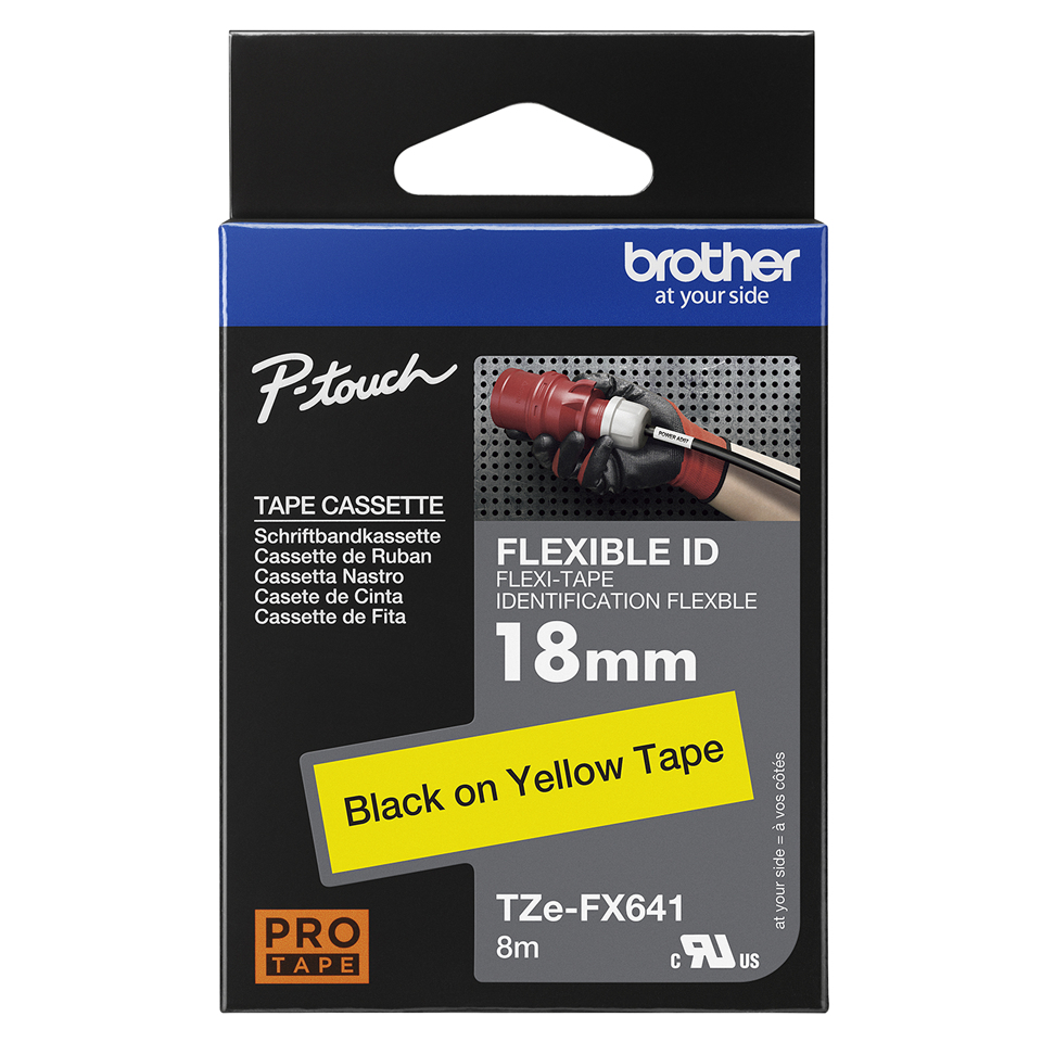 TZEFX641 Black on Yellow 8M x 18mm Flexi Tape thumbnail