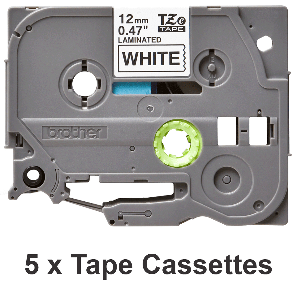 12MM BLACK ON WHITE TZE231 5 PACK thumbnail