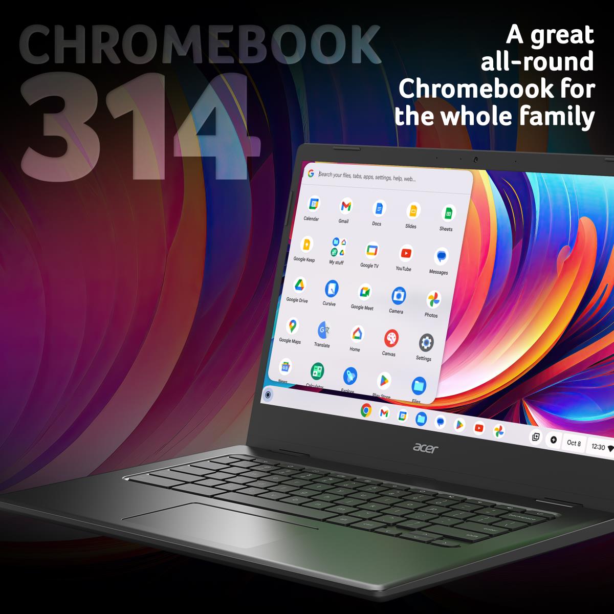 ChromeBook 314 (CBOA314-1H) - Intel Celeron N N4500 4GB RAM 64GB SSD 14 ChromeOS Laptop - Black - NX.J37EK.001 thumbnail