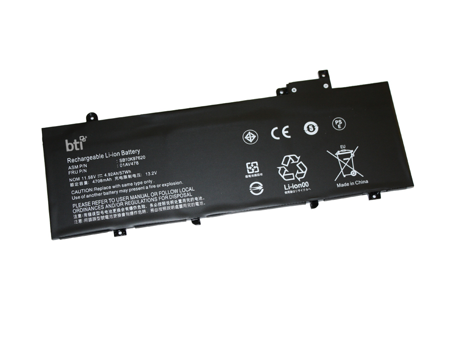 Replacement 3 cell battery for THINKPAD T480S replacing OEM part numbers 01AV478 01AV479 01AV480 // 11.52V 4947mAh 57Wh thumbnail