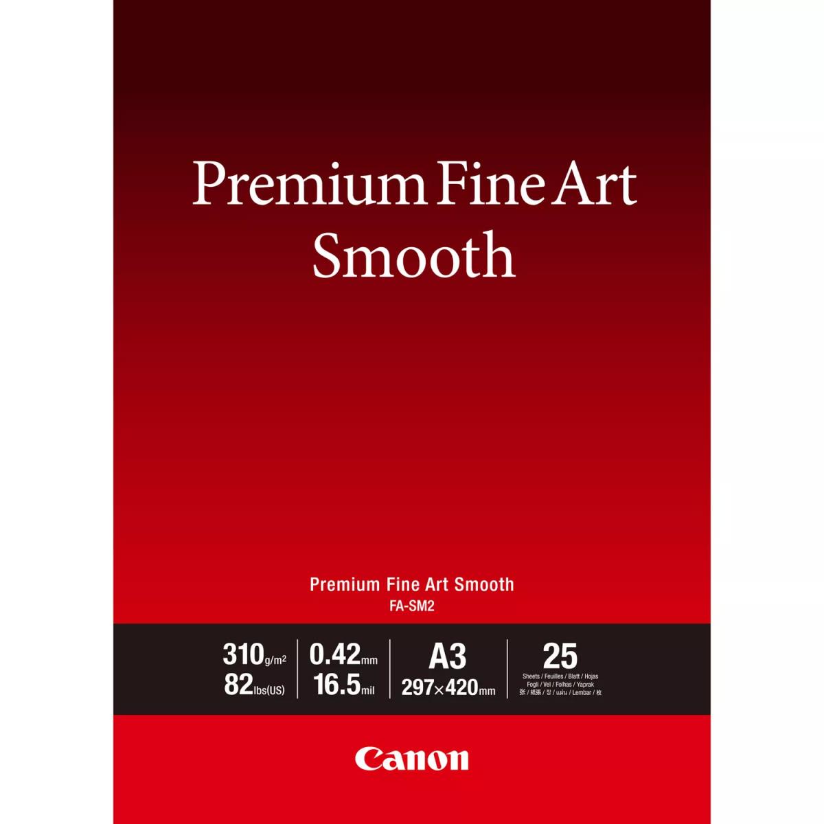 Premium Fine Art FA-SM2 - Smooth - 16.5 mil - A3 (297 x 420 mm) - 310 g/m? - 82 lbs - 25 sheet(s) photo paper - for imagePROGRAF PRO-1000, PRO-300, PIXMA PRO-10S thumbnail