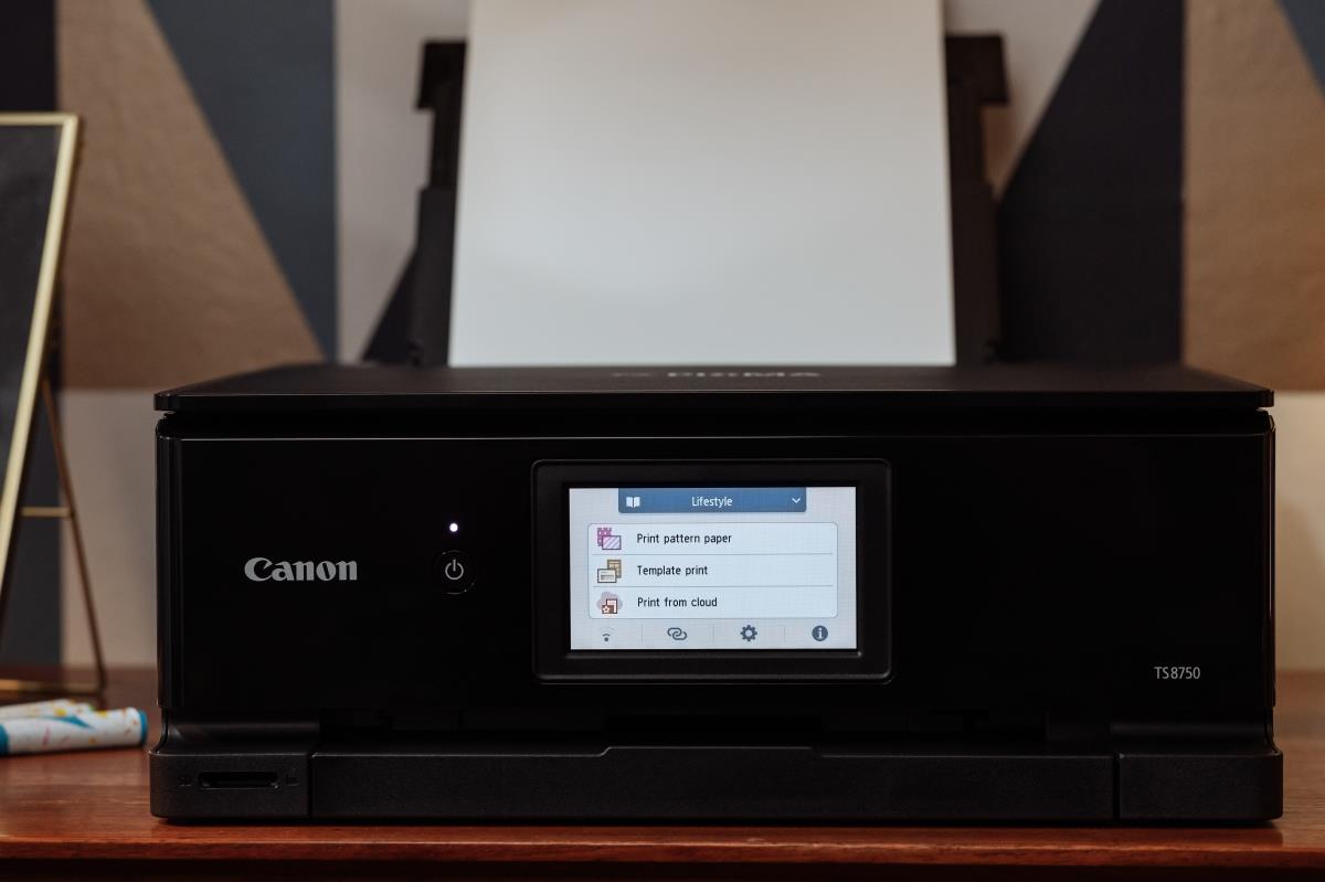 PIXMA TS8750 Black. A4 Multifunction Colour Printer. Print/Copy/Scan+Cloud. 4800x1200dpi. 15ipm mono, 10ipm colour. 6 inks. Max 300gsm paper. Duplex. CD/DVD Printing. USB/WIFI. Windows/MacOS/IOS/Android/ChromeOS thumbnail