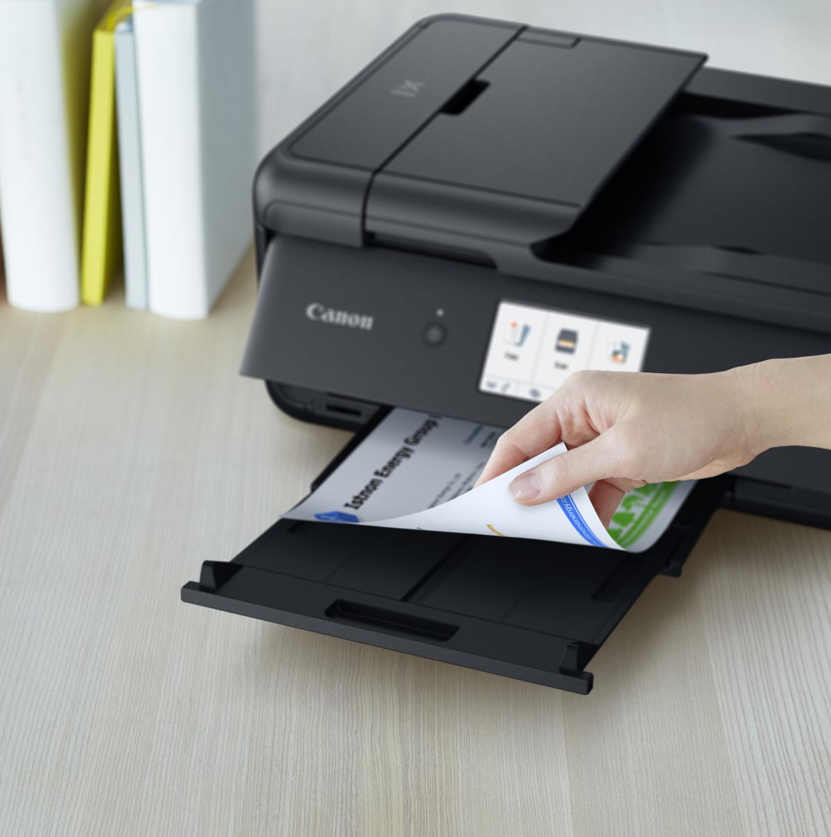 TS9550a A3/A4 Colour MFP. A3 Printing, A4 scanning. 20 Page ADF, Up to 4800 x 1200 dpi. Auto Duplex Print (A4, A5, B5, Letter - Plain Paper). CD/DVD disc printing. USB, LAN, WIFI. Windows/MacOS, Android, IOS thumbnail