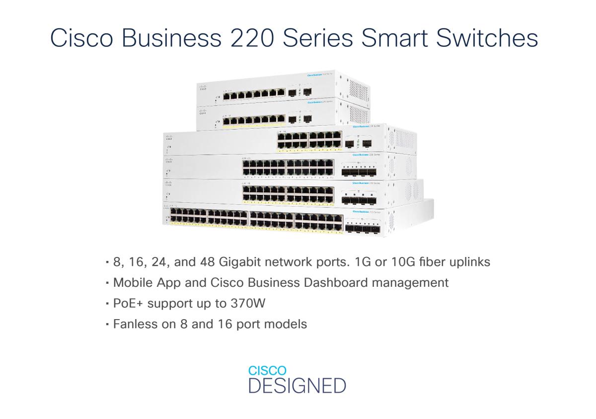 Cisco Business 220 Series CBS220-48P-4G - Switch - smart - 48 x 10/100/1000 (PoE+) + 4 x Gigabit SFP (uplink) - rack-mountable - PoE+ (382 W) thumbnail