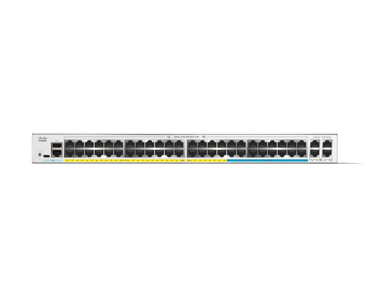 Cisco Catalyst 1300-48MGP-4X - Switch - L3 - Managed - 32 x 10/100/1000 (PoE+) + 16 x 2.5G (PoE+) + 4 x 10 Gigabit SFP+ - rack-mountable - PoE+ (370 W) thumbnail