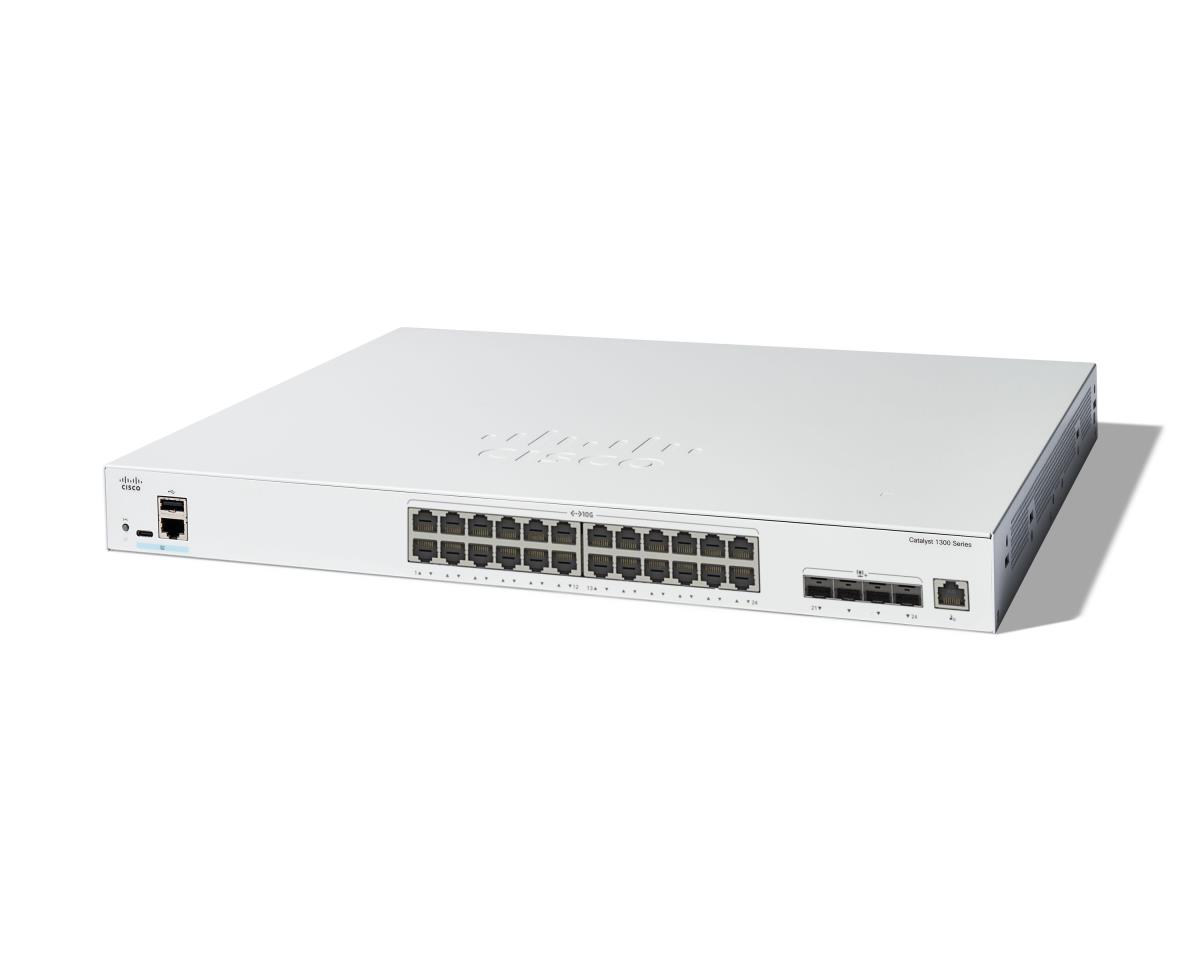 Cisco Catalyst 1300-24XT - Switch - L3 - smart - 24 x 10 Gigabit Ethernet + 4 x combo 10 Gigabit SFP+/RJ-45 - rack-mountable thumbnail