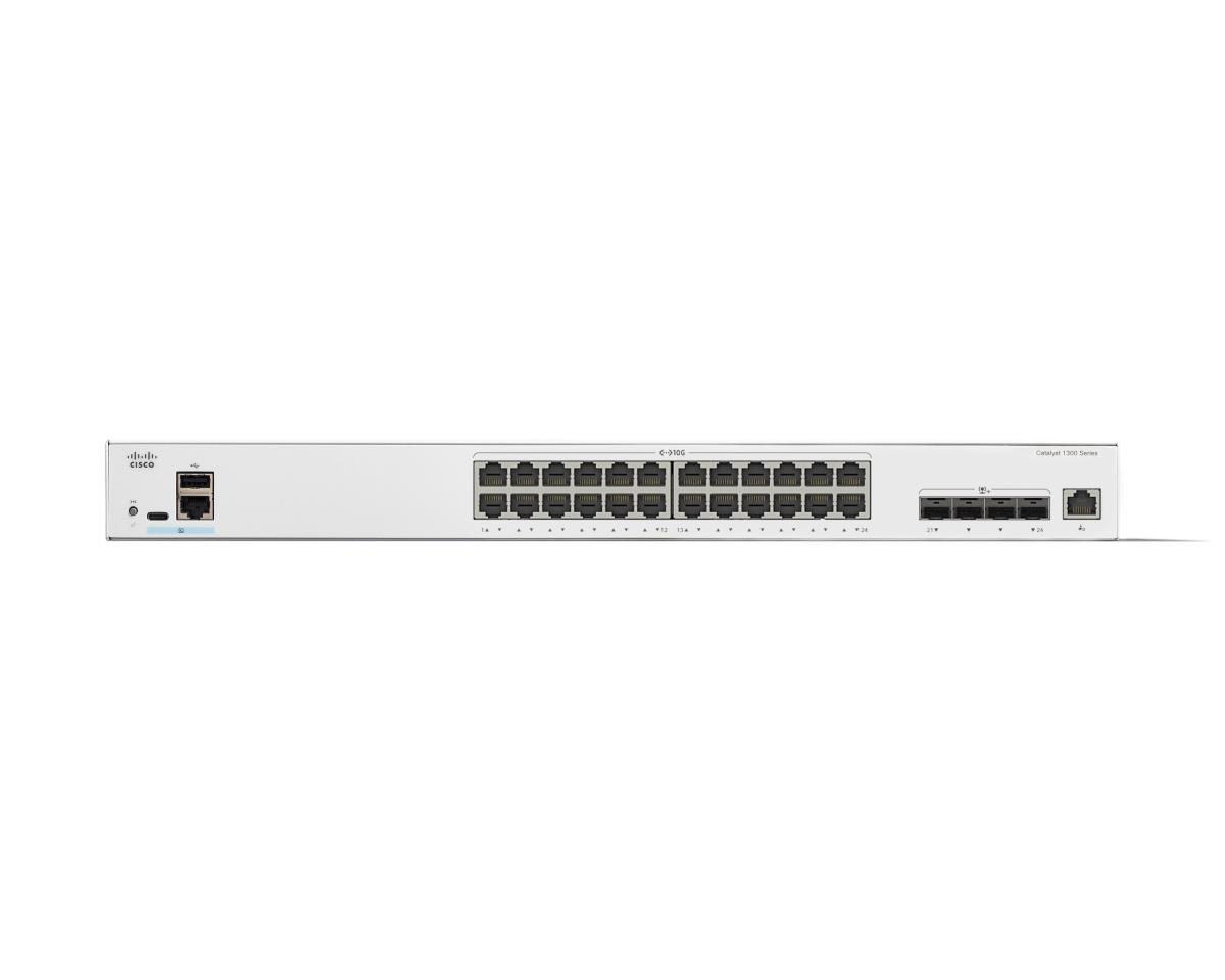 Cisco Catalyst 1300-24XT - Switch - L3 - smart - 24 x 10 Gigabit Ethernet + 4 x combo 10 Gigabit SFP+/RJ-45 - rack-mountable thumbnail