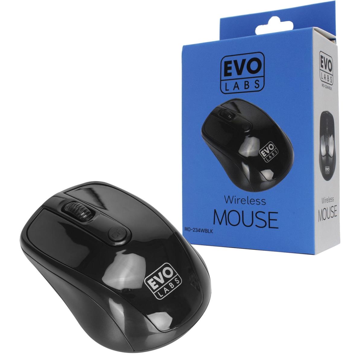 MO-234WBLK Wireless Mouse, 2.4GHz with USB Mini Receiver, 800 DPI Optical Tracking, Ambidextrous Design for PC / Mac / Laptop, Gloss Black thumbnail