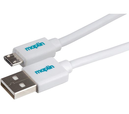USB-A to Micro USB-B Cable - White - 0.75m thumbnail