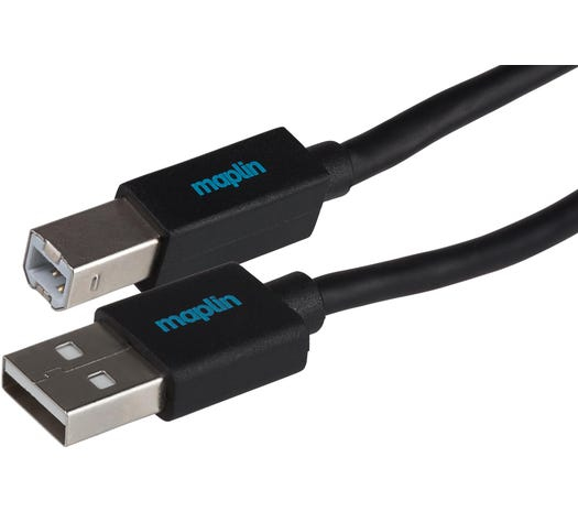 USB-A to USB-B Cable - Black - 0.75m thumbnail