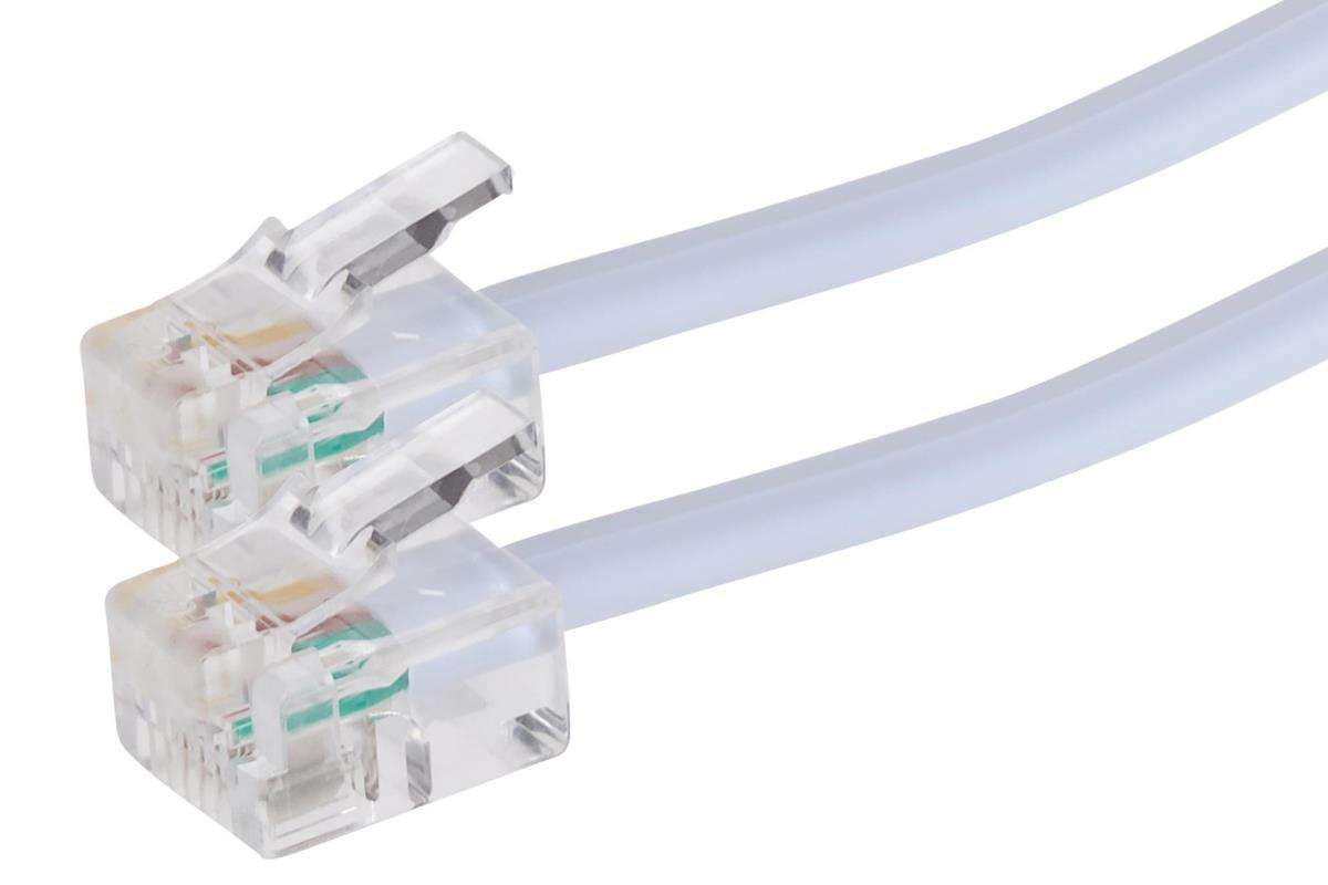 RJ11 Connector to RJ11 Connector 6P4C Telephone Modem Lead 3m White thumbnail