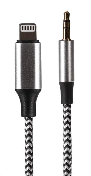 Lightning Connector to 3.5mm Male Aux Stereo 3 Pole Jack Plug Braided Cable 1m Silver thumbnail