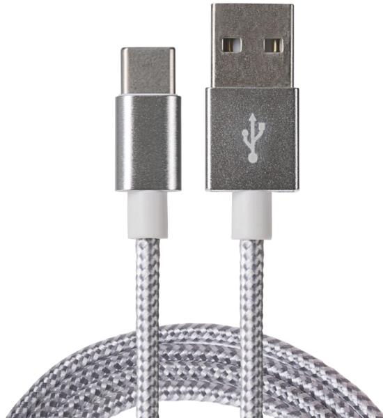 USB-C to USB-A 60W Braided Cable - Grey - 0.5m thumbnail