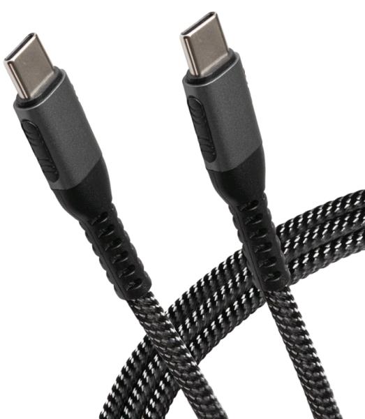 USB-C to USB-C 60W PD Braided Cable - Silver - 3m thumbnail