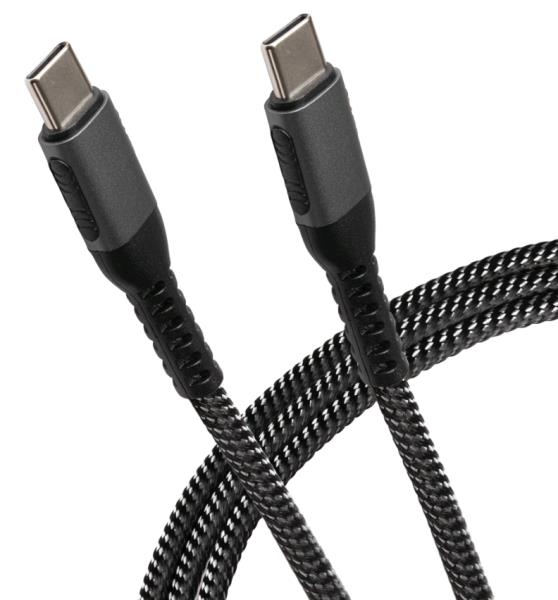 USB-C to USB-C 60W PD Braided Cable - Silver - 0.25m thumbnail