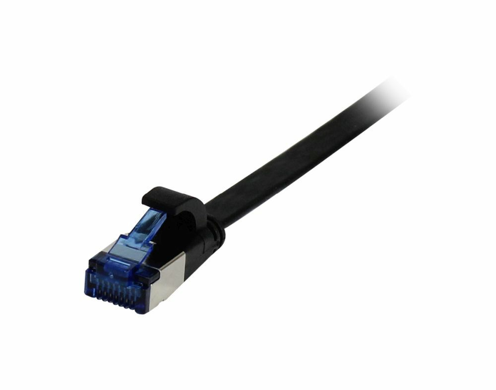 EU Product - Patchkabel RJ45 Cat6a 500Mhz schwarz U/FTP flach TPE Superflex AWG32 - Cable - Network thumbnail