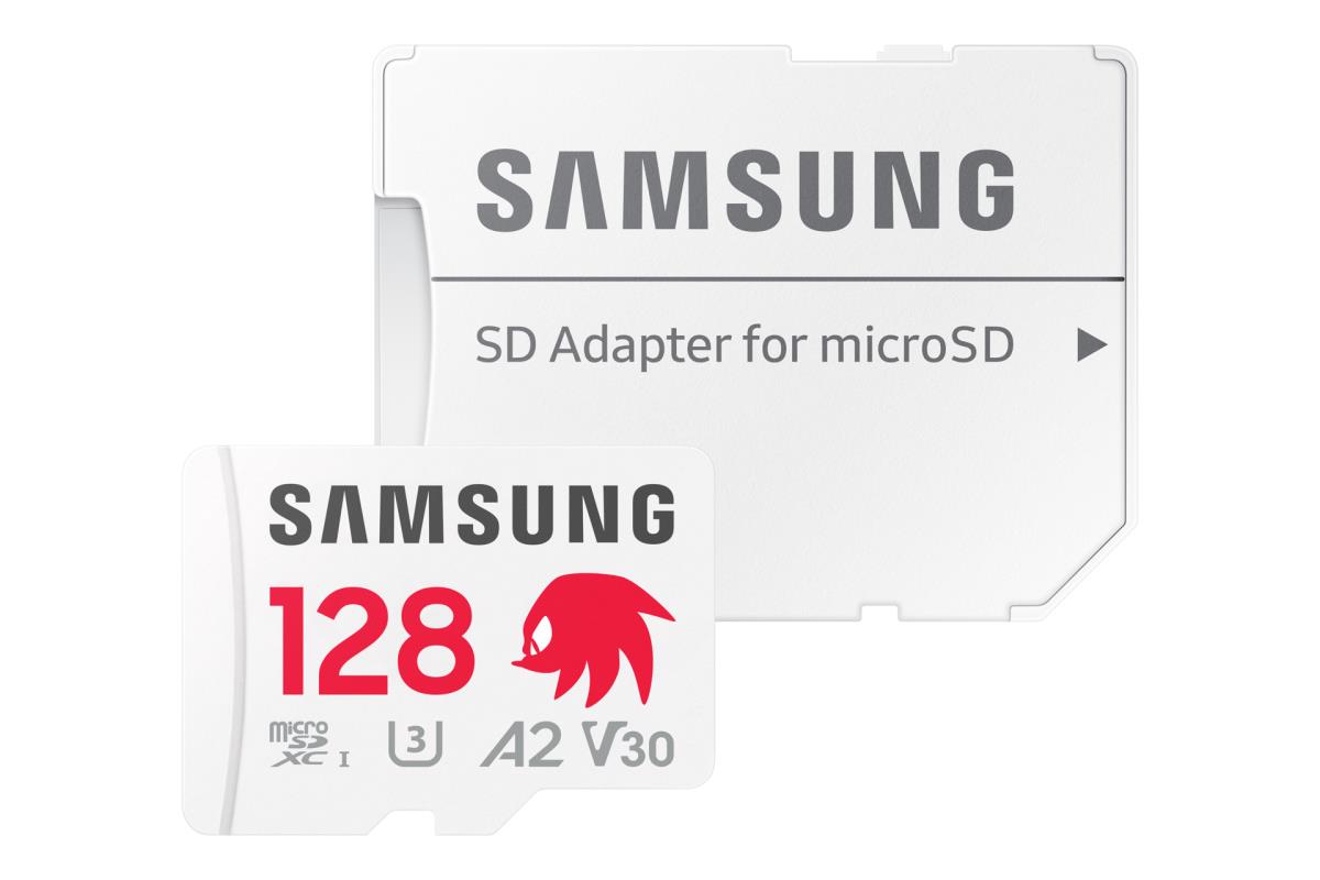 PRO Plus MB-MD128SA - Sonic the Hedgehog flash memory card (microSDXC to SD adapter included) - 128 GB - A2 / Video Class V30 / UHS-I U3 - microSDXC UHS-I - white thumbnail