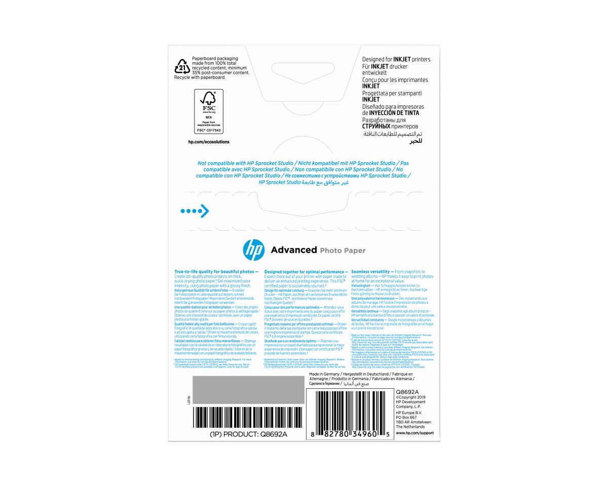 HP ADV GLSY PHTO PAP 250G10X15CM/100 thumbnail