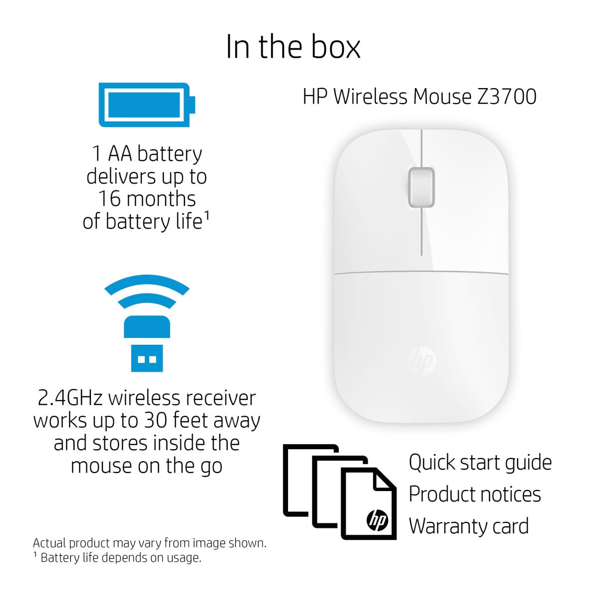 EU Product - Z3700 Whie Wireless Mouse thumbnail