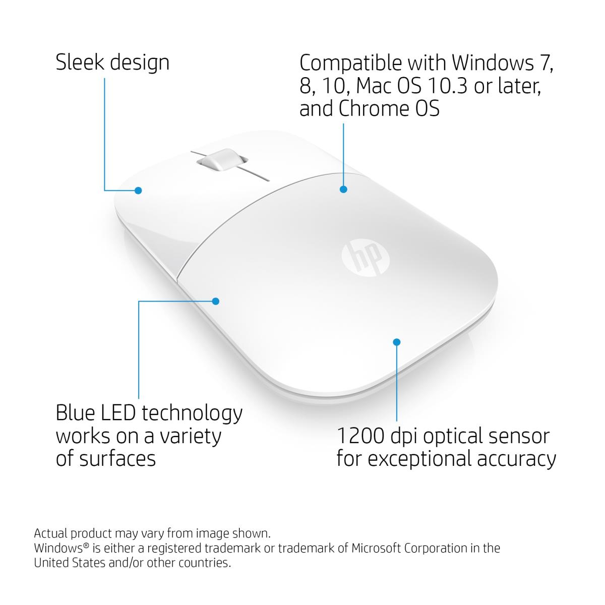 EU Product - Z3700 Whie Wireless Mouse thumbnail