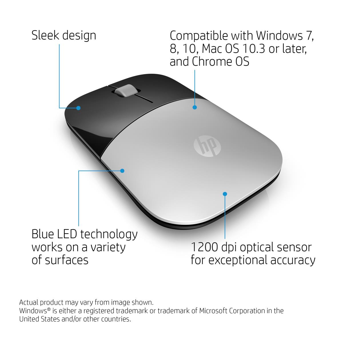 EU Product - Z3700 Silver Wireless Mouse thumbnail