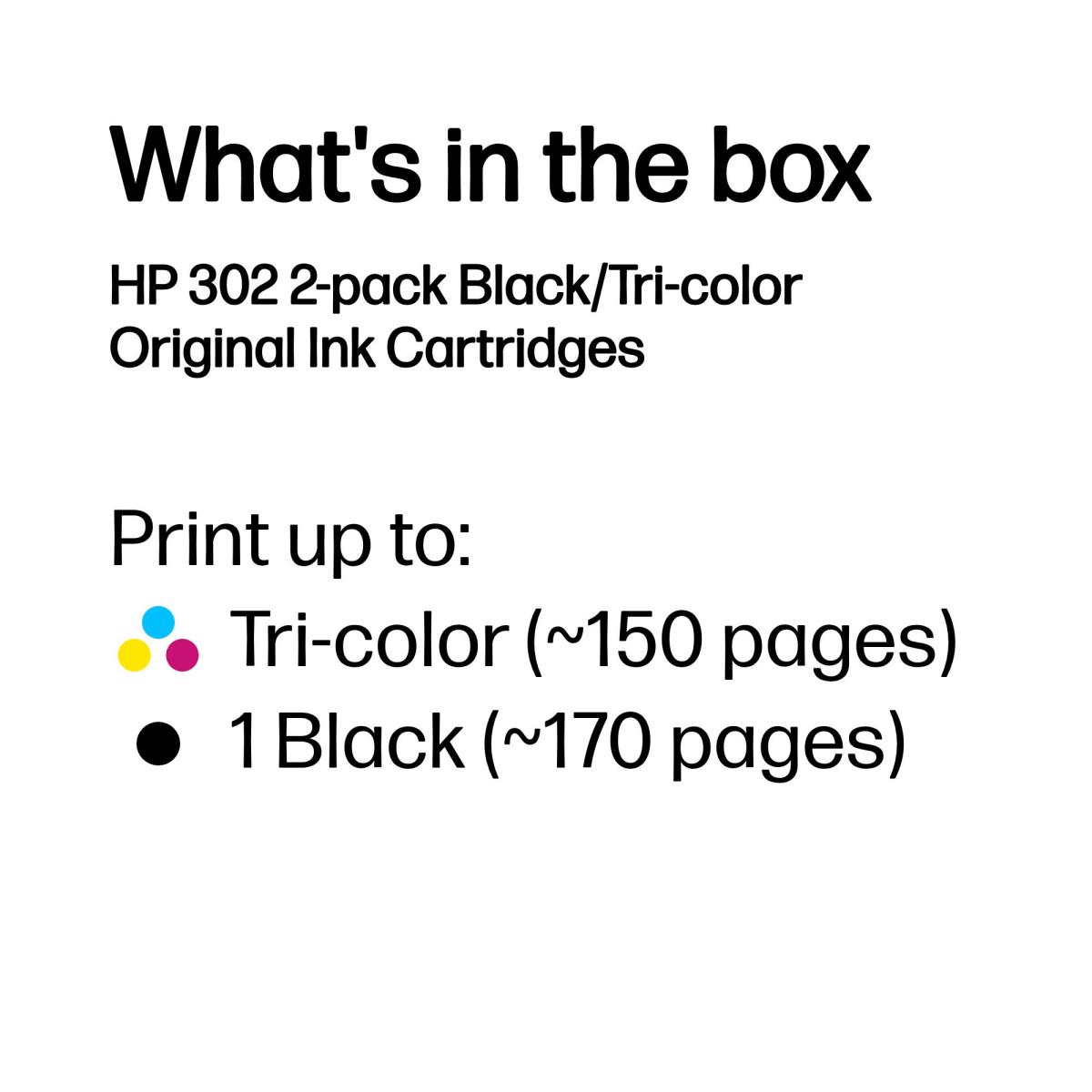 EU Product - HP 302      Schwarz+Dreifarbig  Tintenpatrone BLISTER thumbnail