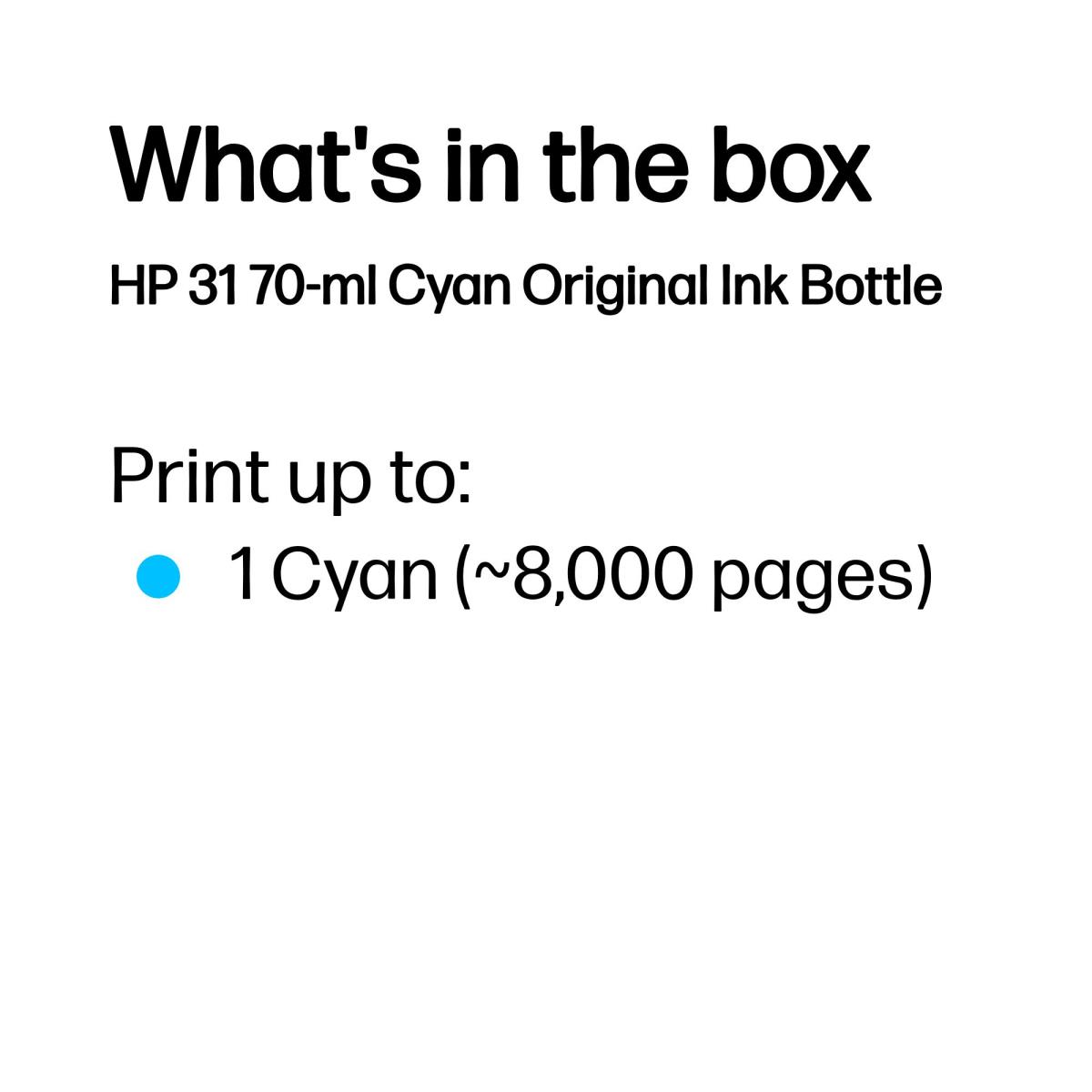 HP 31 70-ML CYAN ORIGINAL INK BOTTLE thumbnail