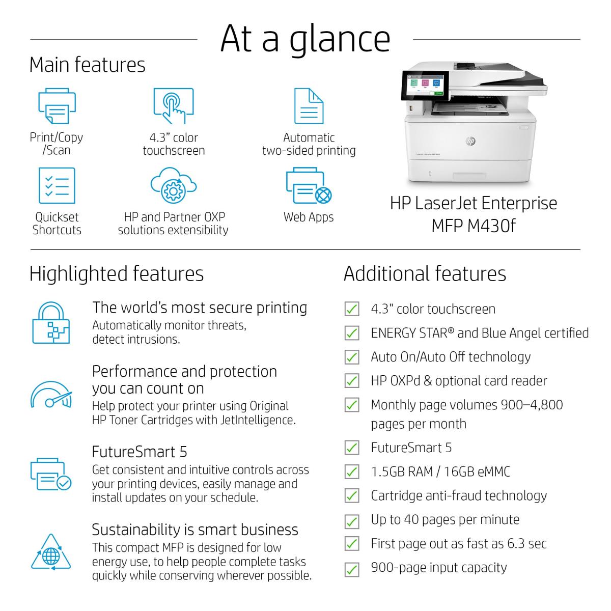 EU Product - LaserJet Enterprise MFP M430f Laser - Printer - Laser/Led thumbnail