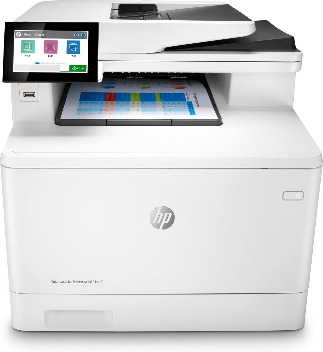 Color LaserJet Enterprise MFP M480f - Multifunction printer - colour - laser - Legal (216 x 356 mm) (original) - A4/Legal (media) - up to 27 ppm (copying) - up to 27 ppm (printing) - 300 sheets - 33.6 Kbps - USB 2.0, Gigabit LAN, USB 2.0 host thumbnail