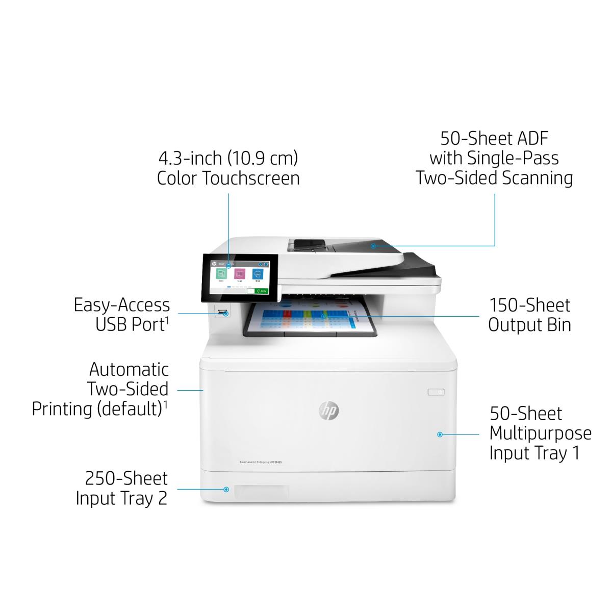 Color LaserJet Enterprise MFP M480f - Multifunction printer - colour - laser - Legal (216 x 356 mm) (original) - A4/Legal (media) - up to 27 ppm (copying) - up to 27 ppm (printing) - 300 sheets - 33.6 Kbps - USB 2.0, Gigabit LAN, USB 2.0 host thumbnail