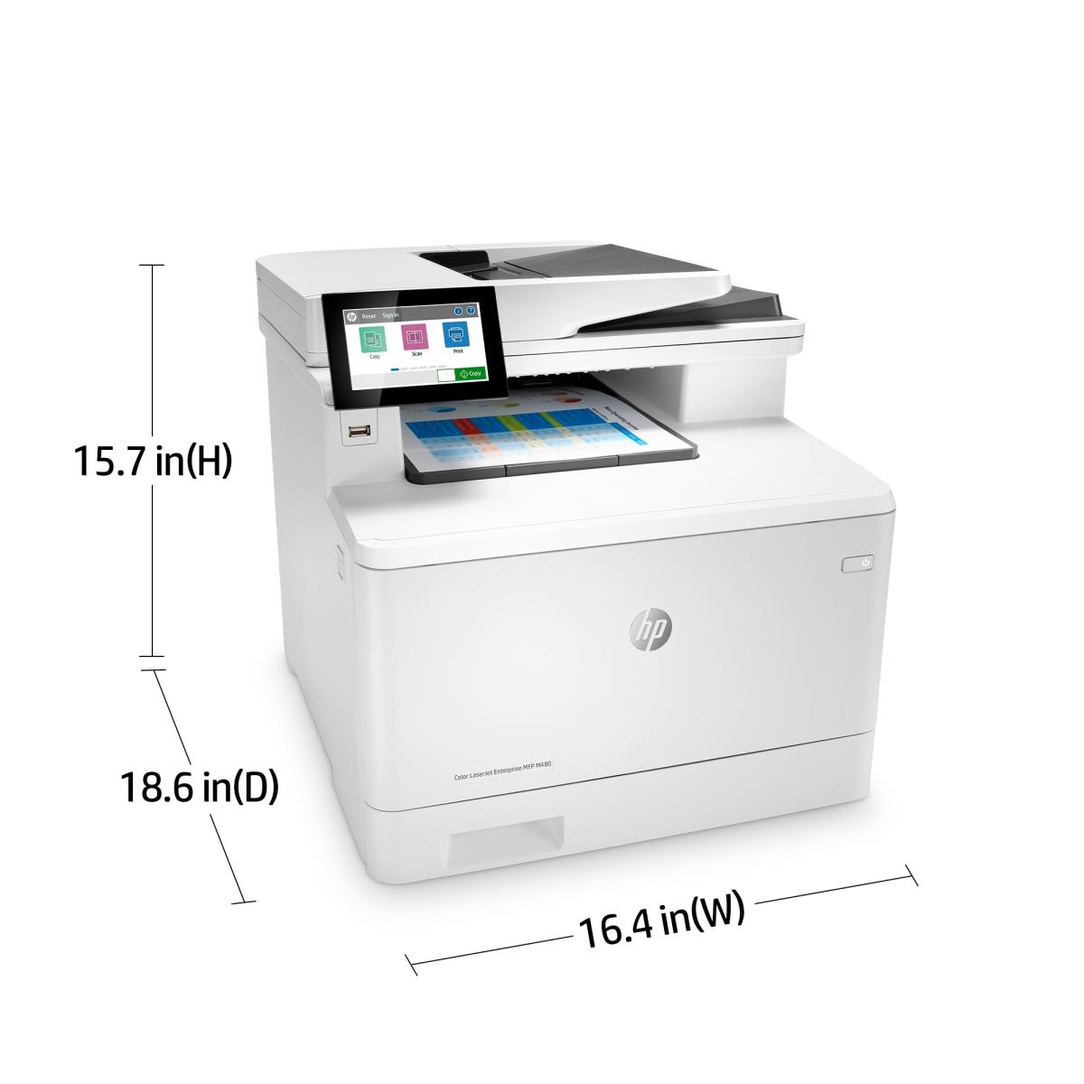 Color LaserJet Enterprise MFP M480f - Multifunction printer - colour - laser - Legal (216 x 356 mm) (original) - A4/Legal (media) - up to 27 ppm (copying) - up to 27 ppm (printing) - 300 sheets - 33.6 Kbps - USB 2.0, Gigabit LAN, USB 2.0 host thumbnail