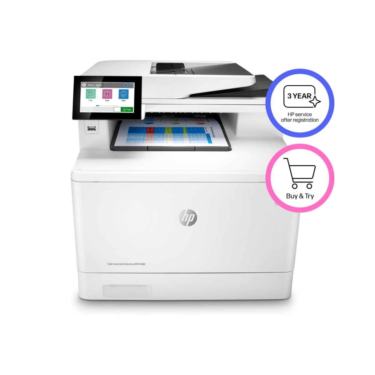 Color LaserJet Enterprise MFP M480f - Multifunction printer - colour - laser - Legal (216 x 356 mm) (original) - A4/Legal (media) - up to 27 ppm (copying) - up to 27 ppm (printing) - 300 sheets - 33.6 Kbps - USB 2.0, Gigabit LAN, USB 2.0 host thumbnail